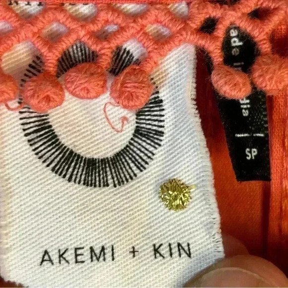 Anthro Akemi + Kin Josephine Small Embroidered Dress Coral 3/4 Sleeve NO SLIP - Picture 4 of 14